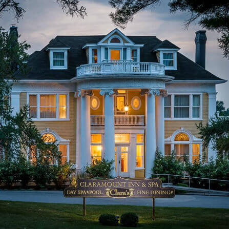 Claramount Inn front illuminated