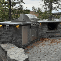 Garden stone wall with downlighting